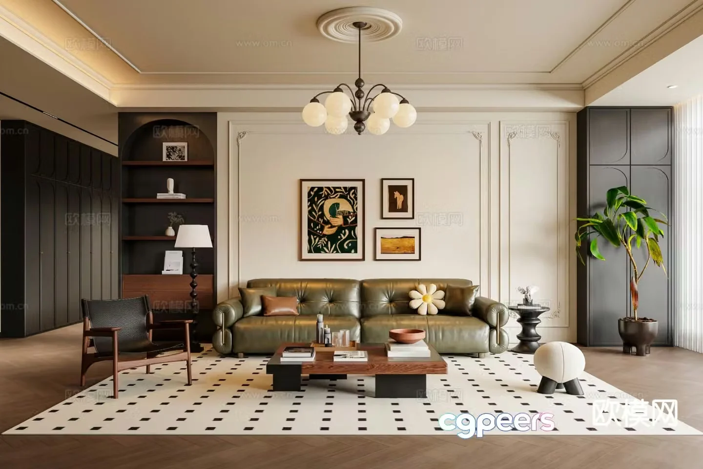 French retro living room 3d model
