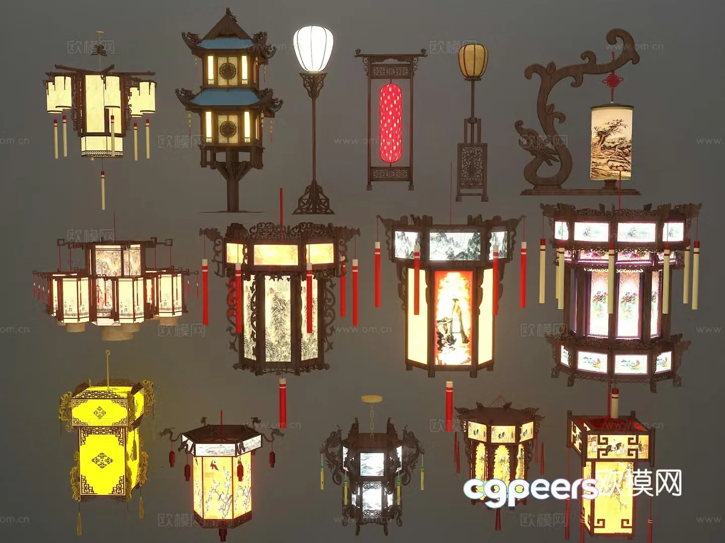 Chinese style Beijing lantern palace lantern palace lantern palace lantern republic of China lantern 3d model