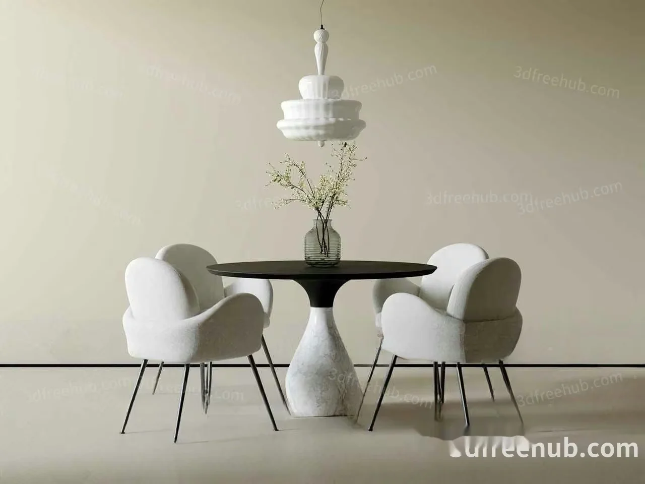 Modern Dining Room 3D Model – 18737 – VRAY Render