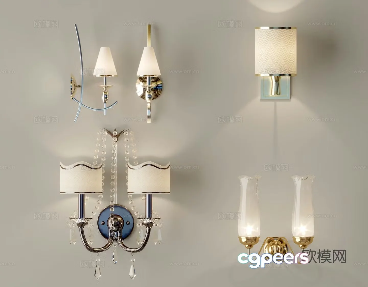 Light luxury double head wall lamp 3D model