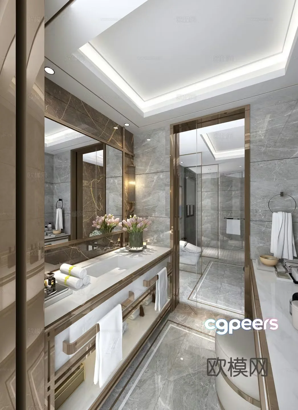 Modern metal bathroom 3d model