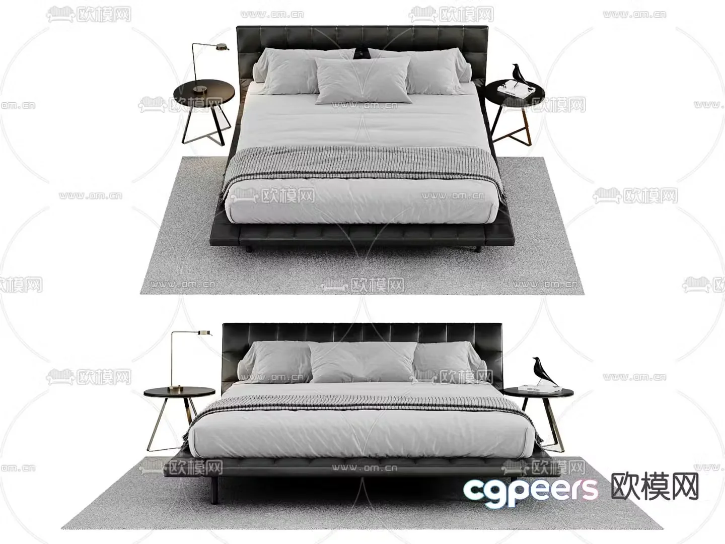 Modern double bed 3d model