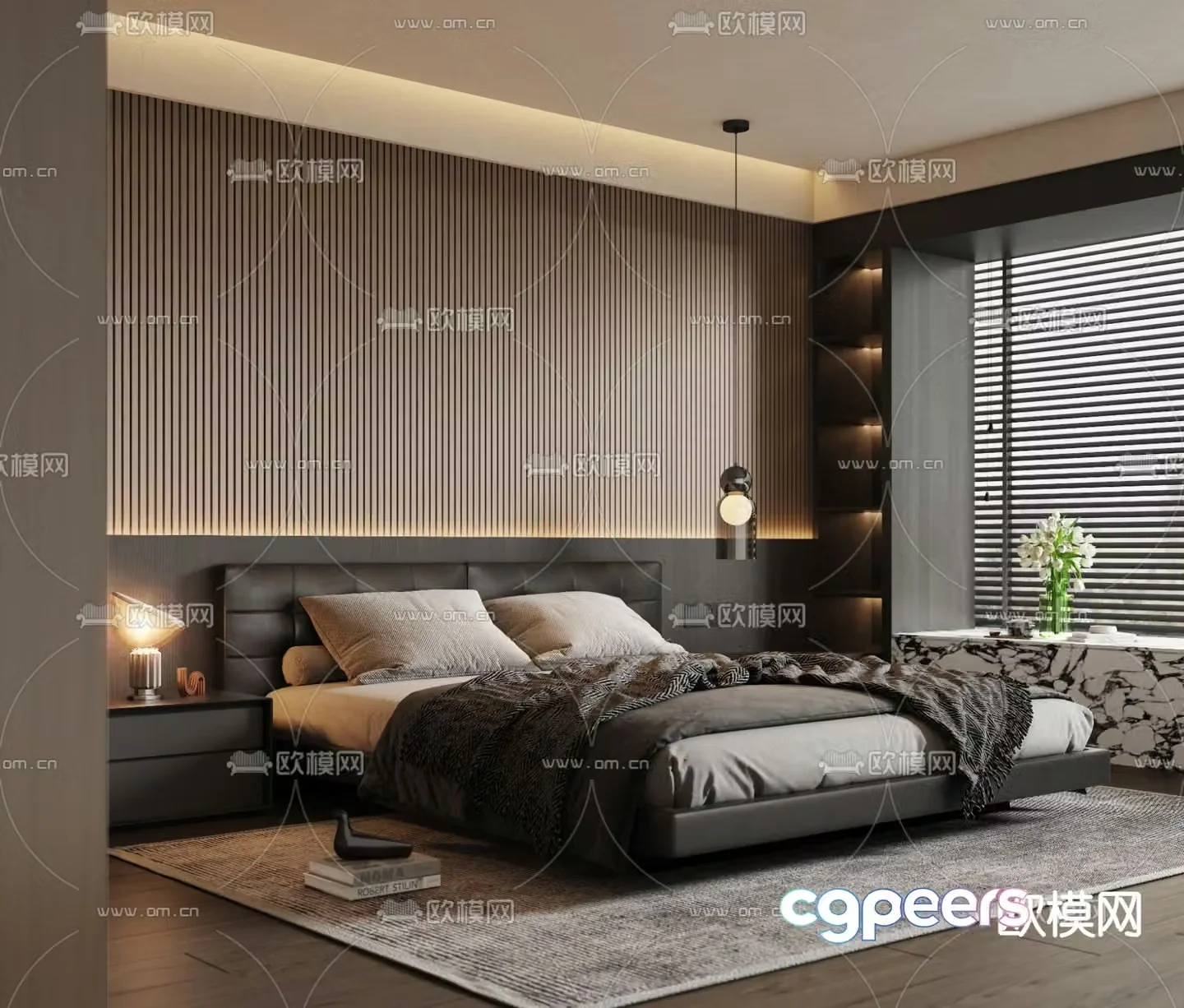 Advanced gray bedroom master bedroom master room 3d model