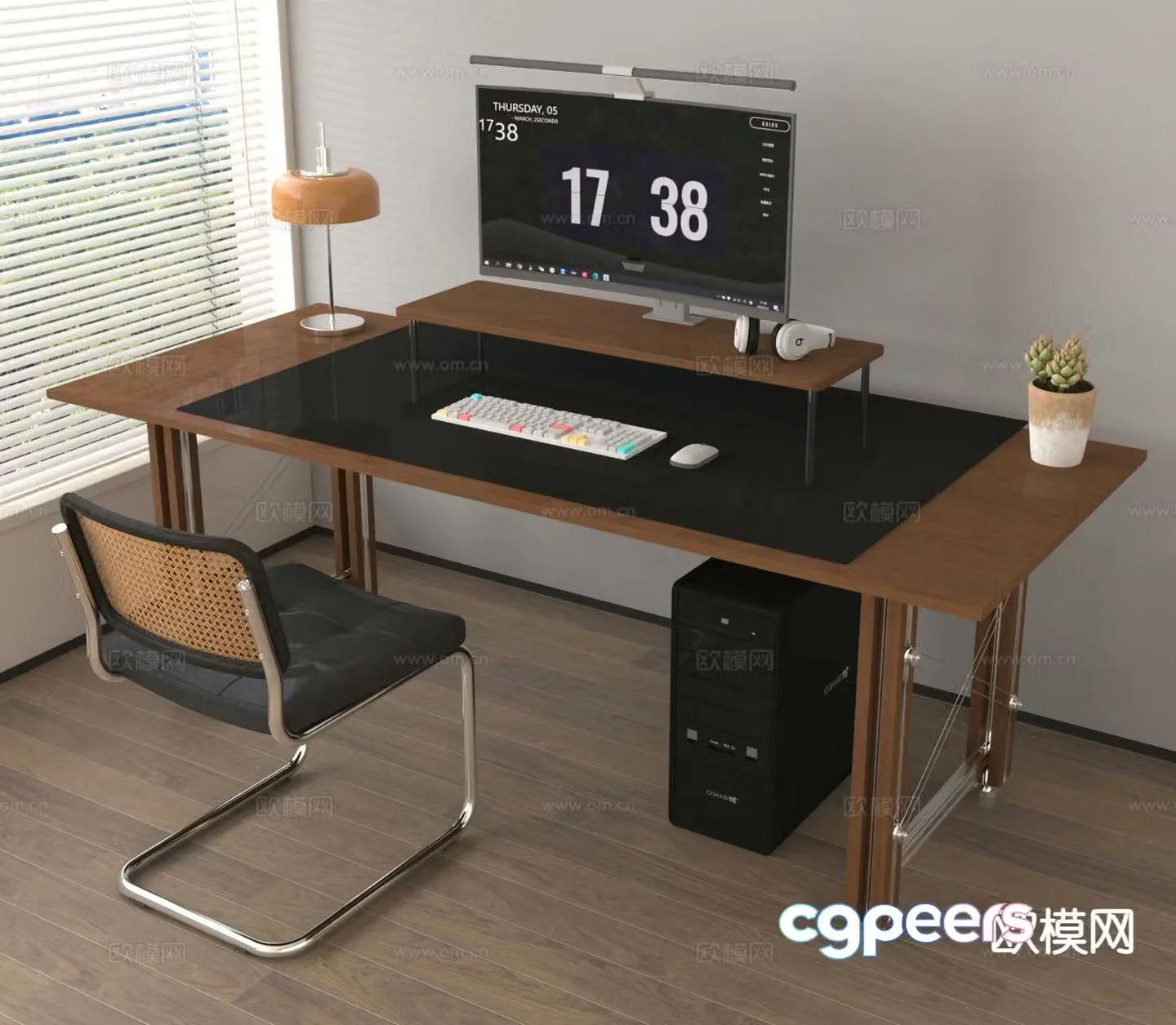 Modern desk writing desk computer desk 3d model