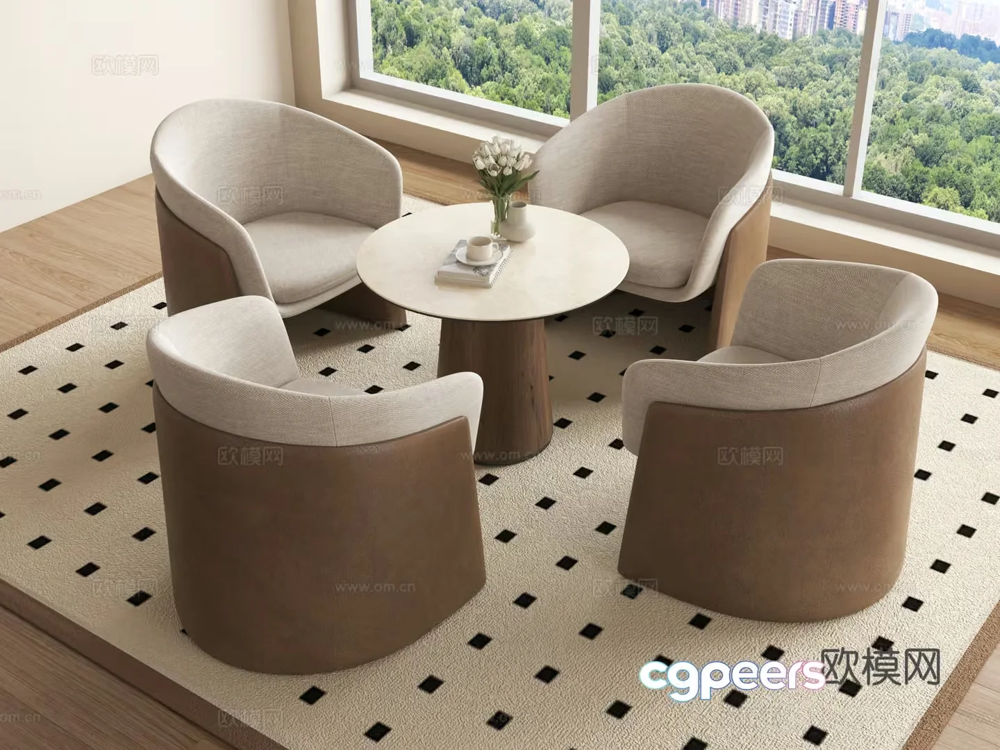 Modern Living Room 3D Model – 7478 – VRAY Render