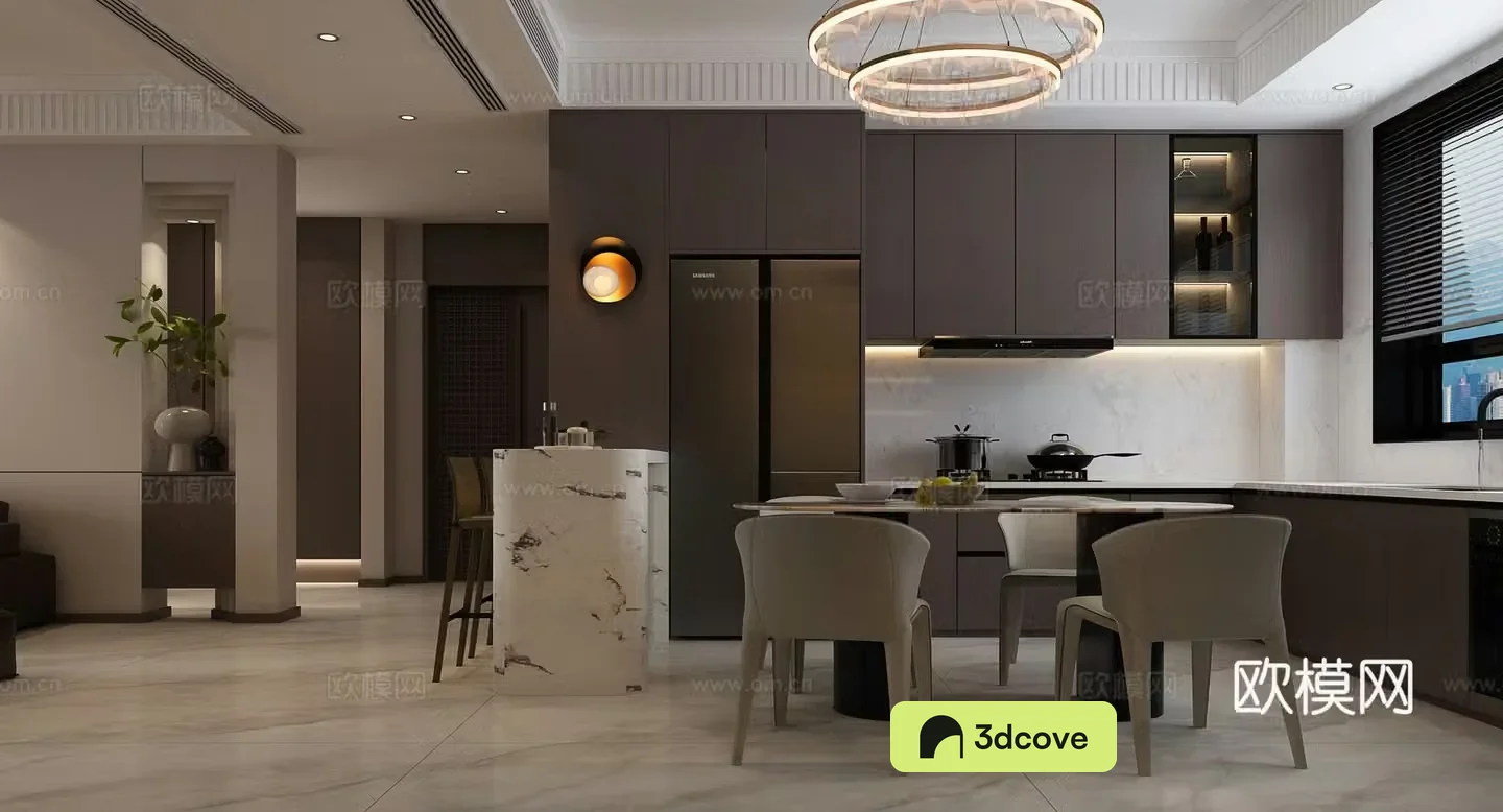 Modern restaurant Italian light luxury dining table and chair Italian light luxury hanging