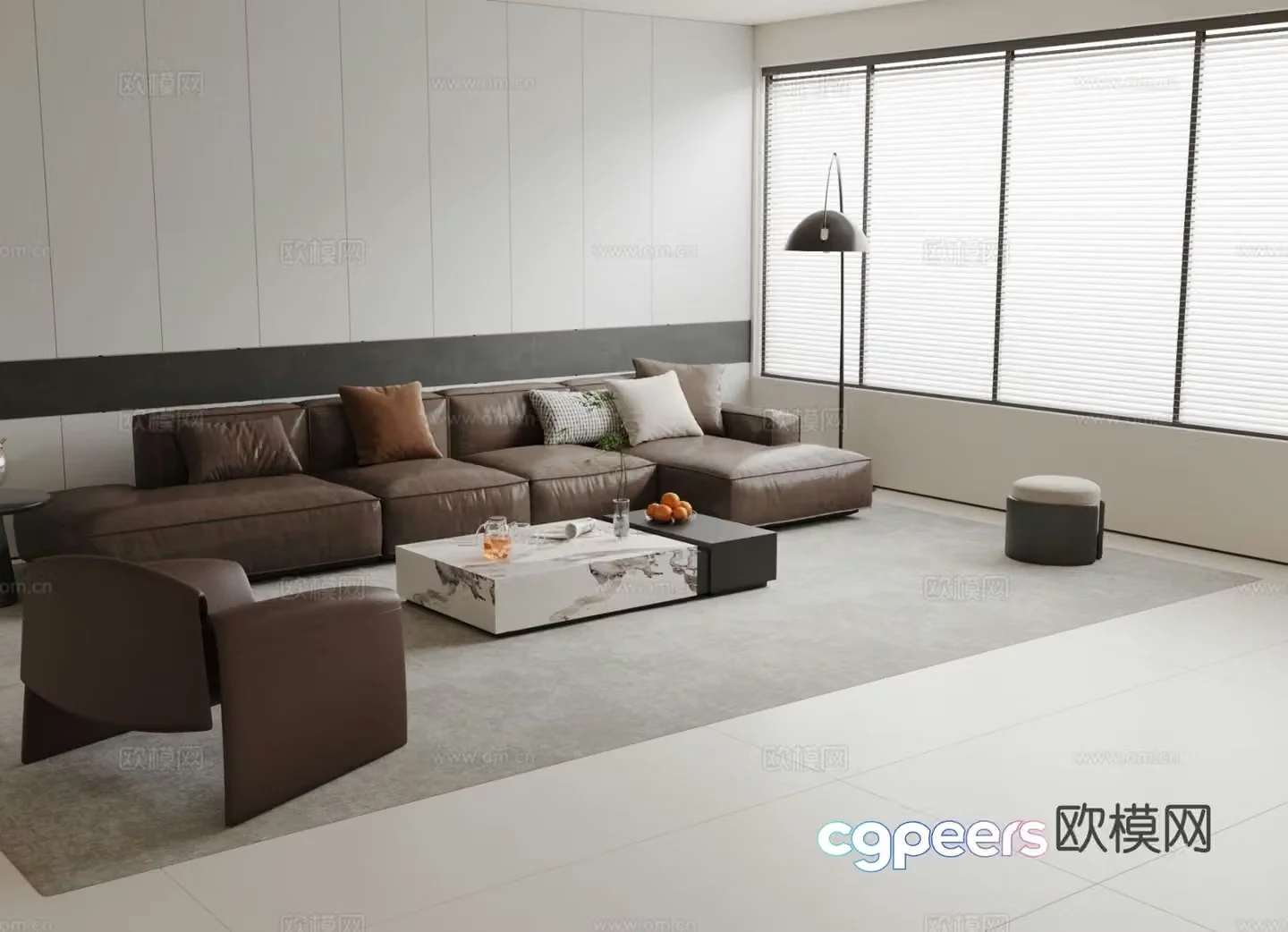 Modern leather sofa modular sofa 3d model
