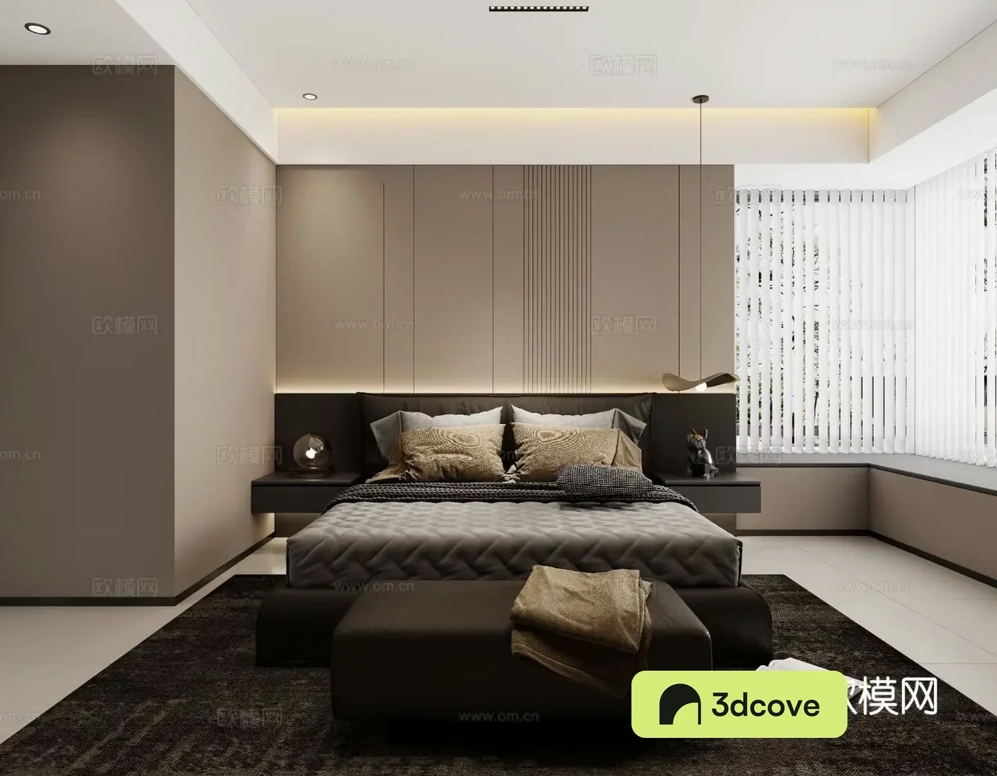 Modern bedroom large bay window master bedroom