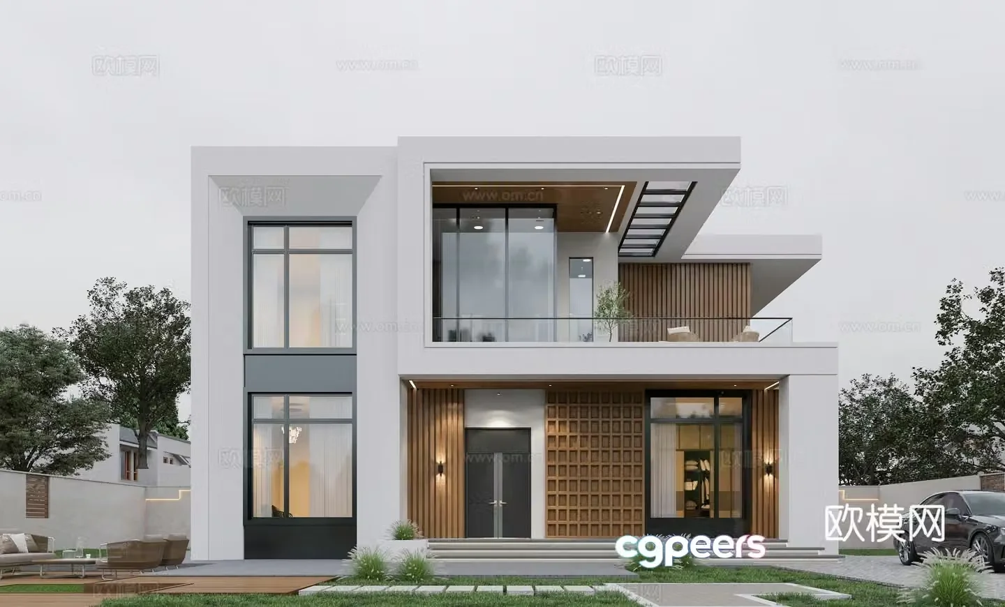 Modern single -family villa building appearance 3D model