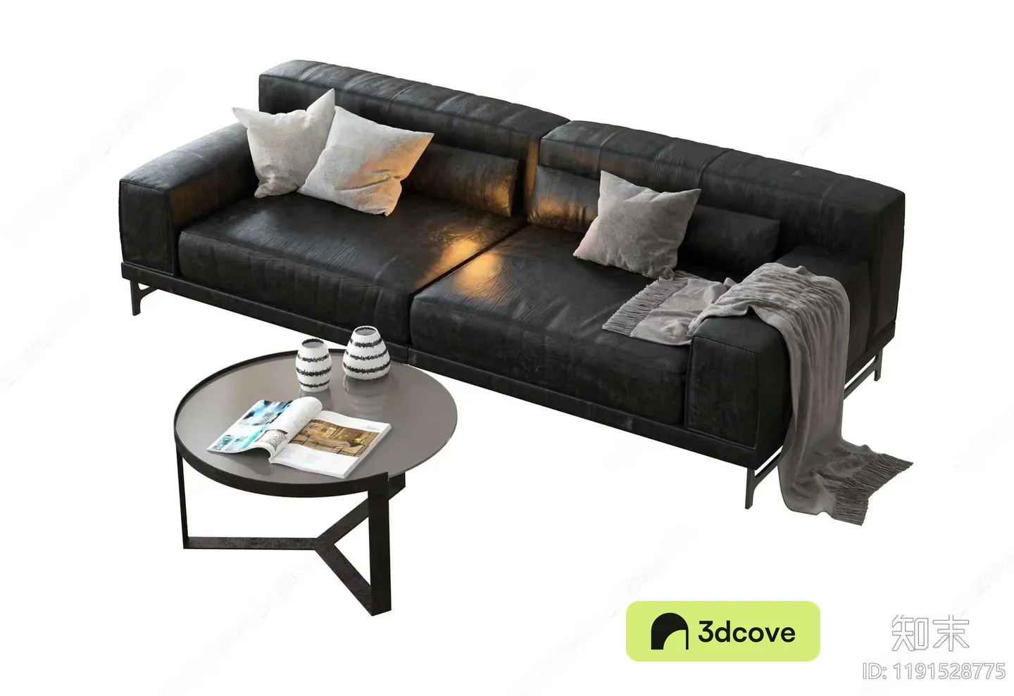 Modern Black Leather Couch