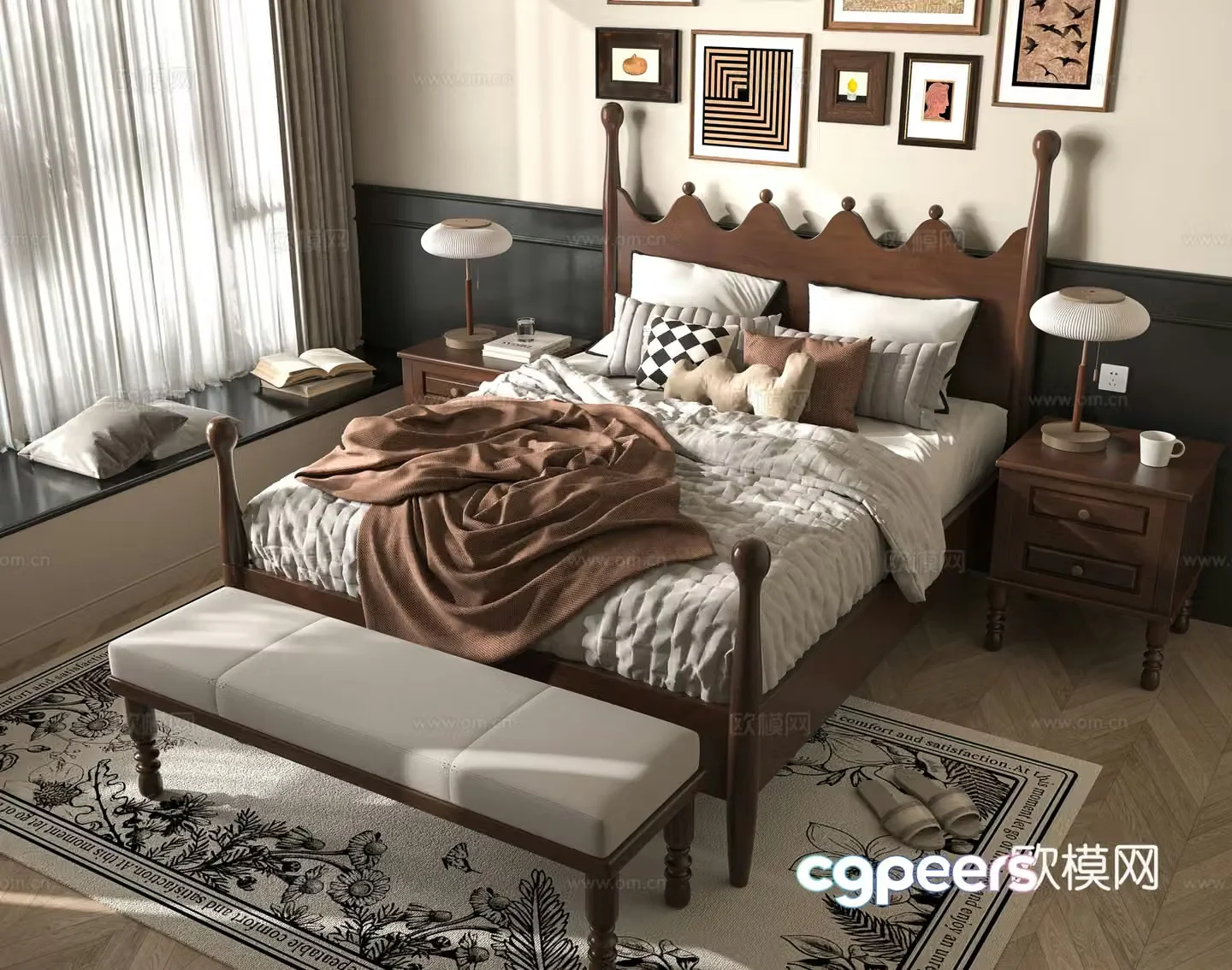 Middle-aged bedroom 3d model