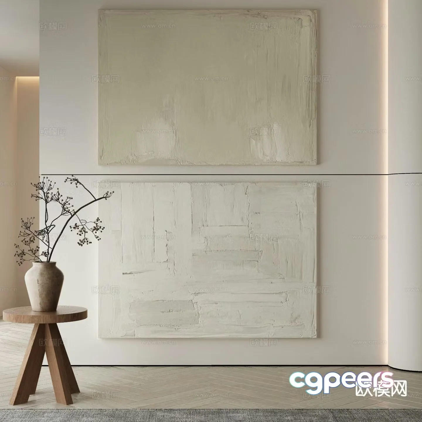 Wabi-sabi art painting texture painting decorative painting 3d model