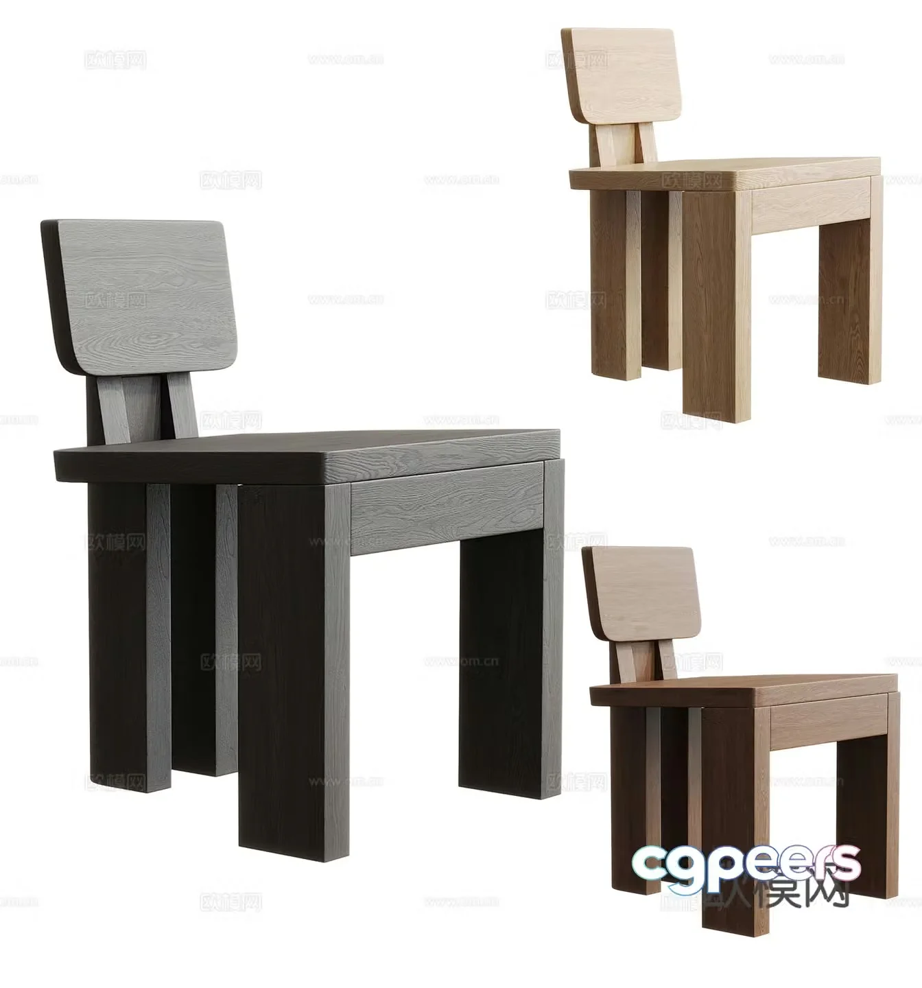 Medium style single chair dining chair leisure chair 3d model