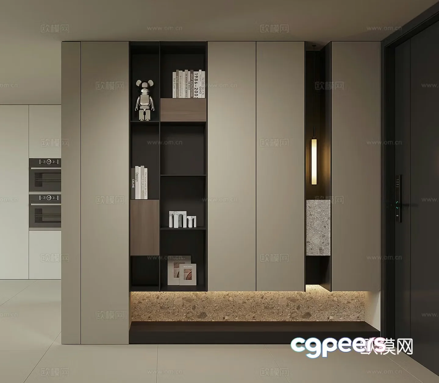 Modern home entrance shoe cabinet 3D model