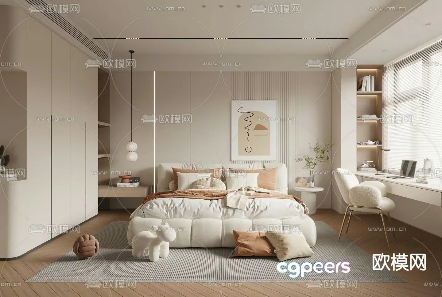 Creamy Bedroom Master Bedroom Master Room 3D Model