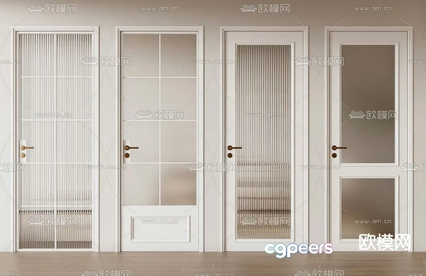 Creamy kitchen and bathroom single-opening 3D model