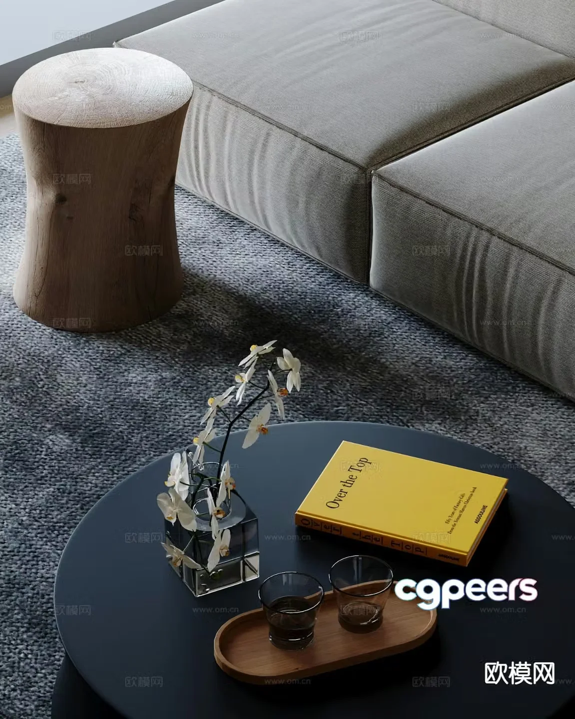 Modern sofa coffee table modular sofa 3d model