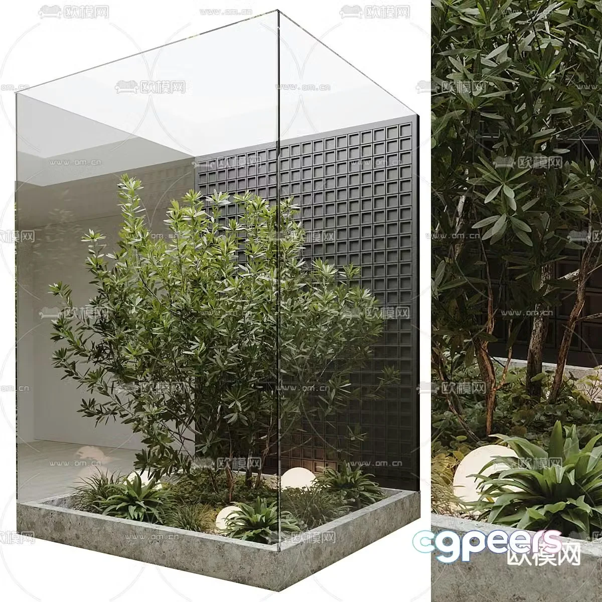 Green plant flower pond plant pile landscape sketch 3D model
