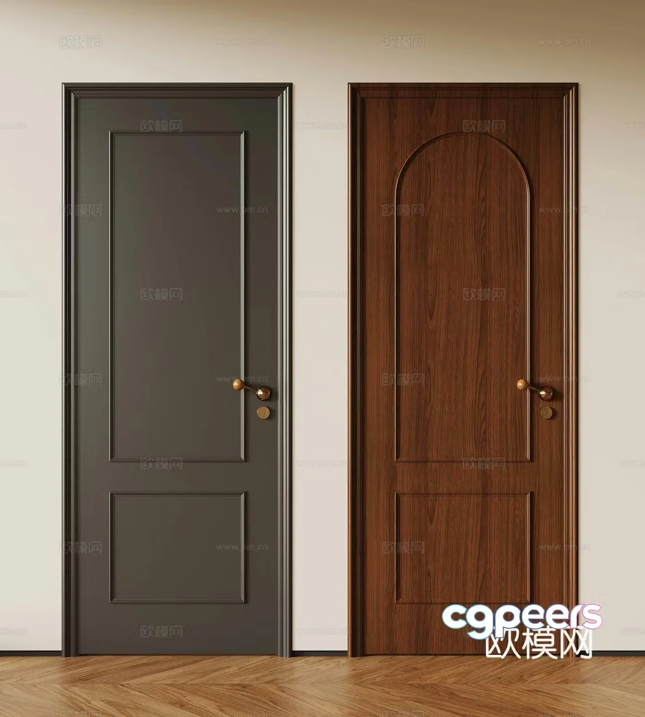 Modern medieval single-open door retro wooden door single-open door 3D model