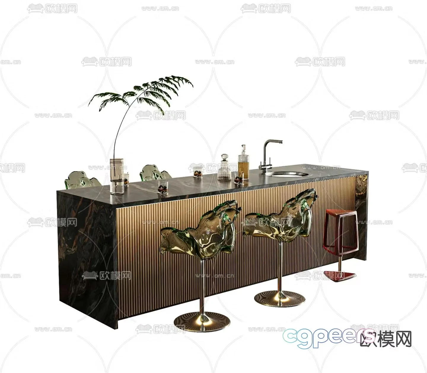 Bar counter island counter 3d model