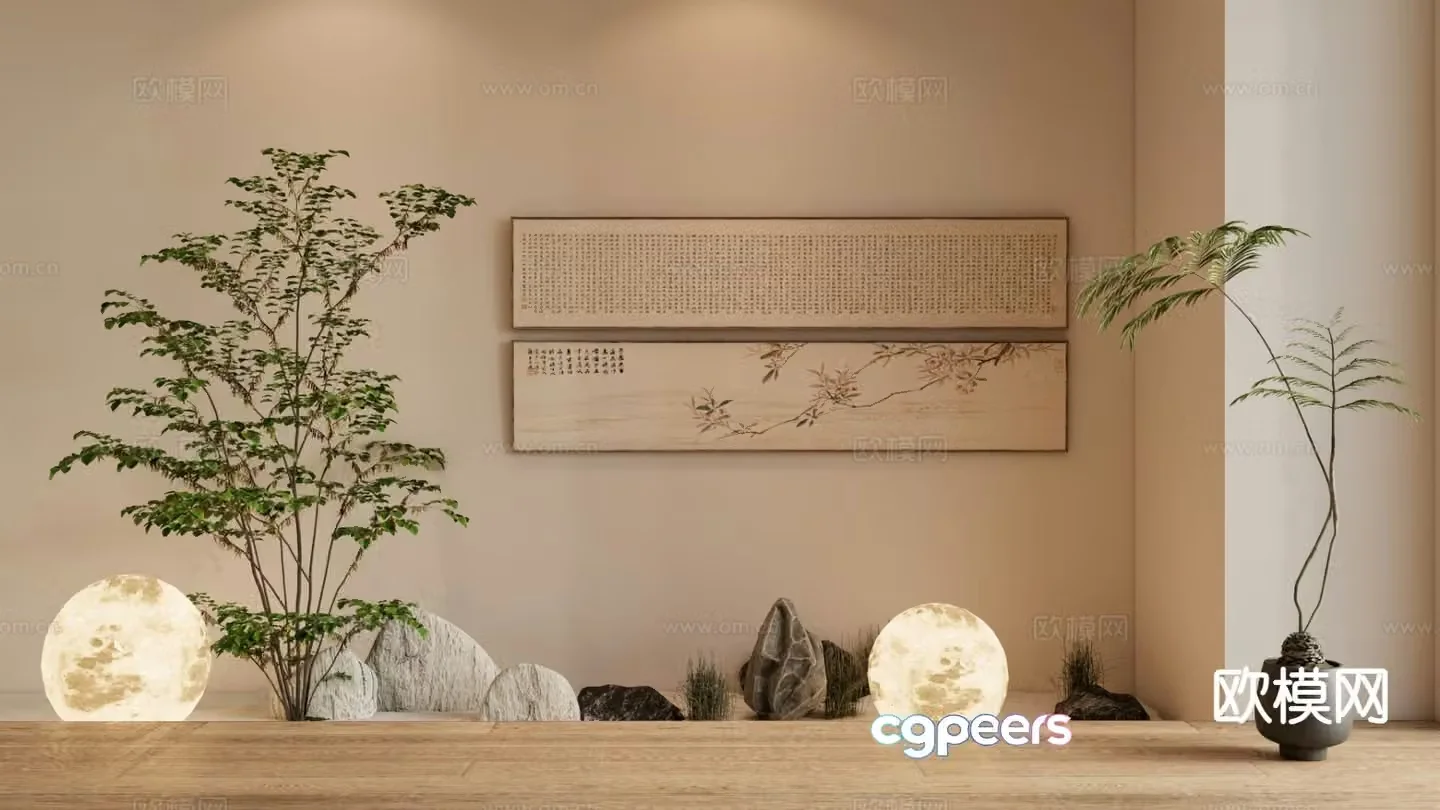 New Chinese style interior landscape decorative painting 3d model