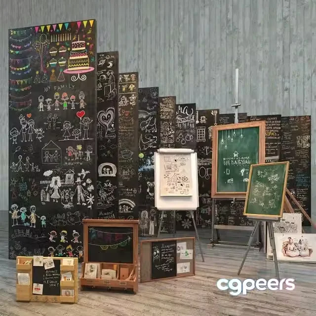3ds Max Free – A set for creating slate surfaces with images of chalk