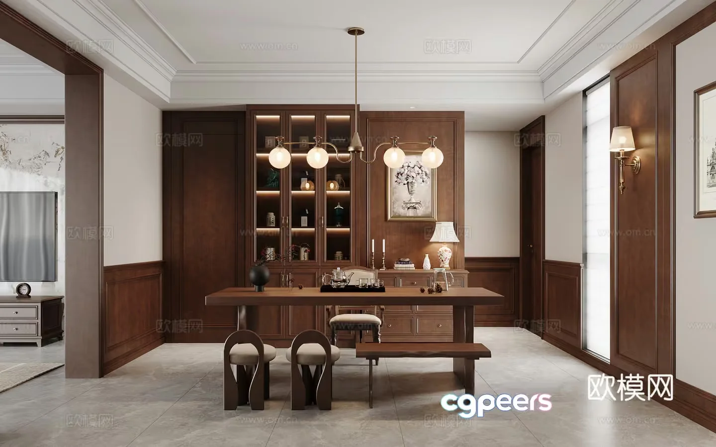 Classic Dining Room 3D Model – 3760 – VRAY Render