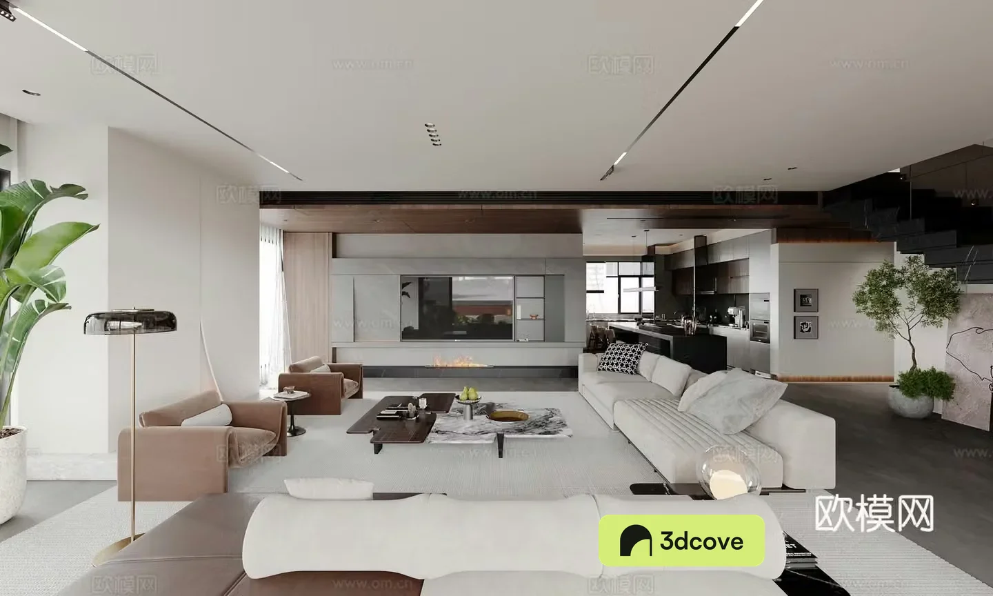 Modern Italian living room large flat living room villa living room horizontal hall sofa and coffee table combination medium