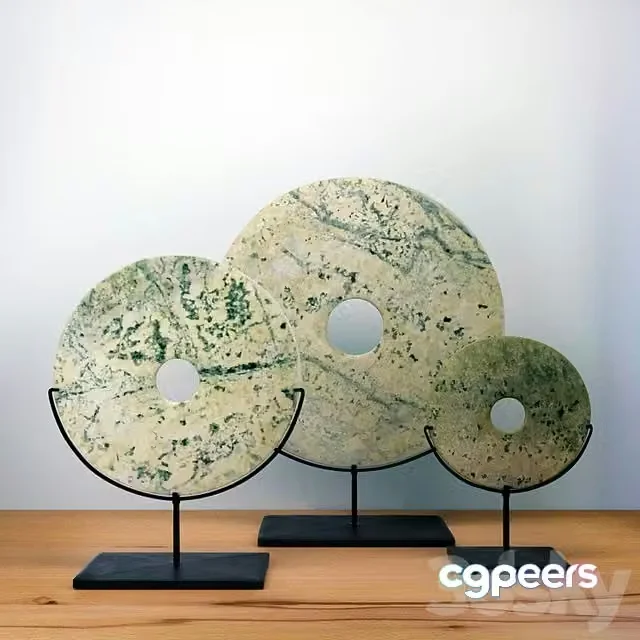 3ds Max Free – BALSAMO – Set of Three Cream and Grey Disc Sculptures