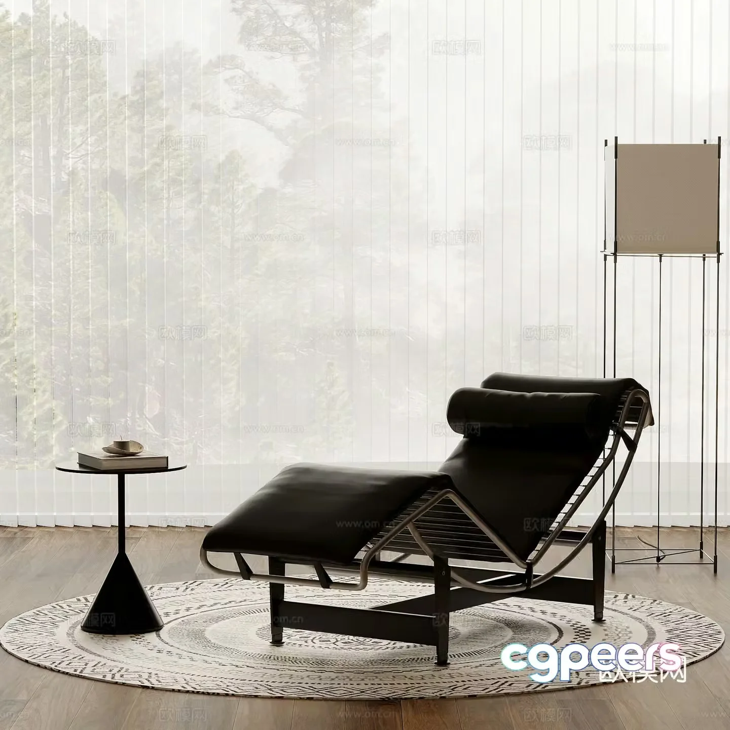 Recliner modern simple recliner leisure chair side chair floor lamp 3d model