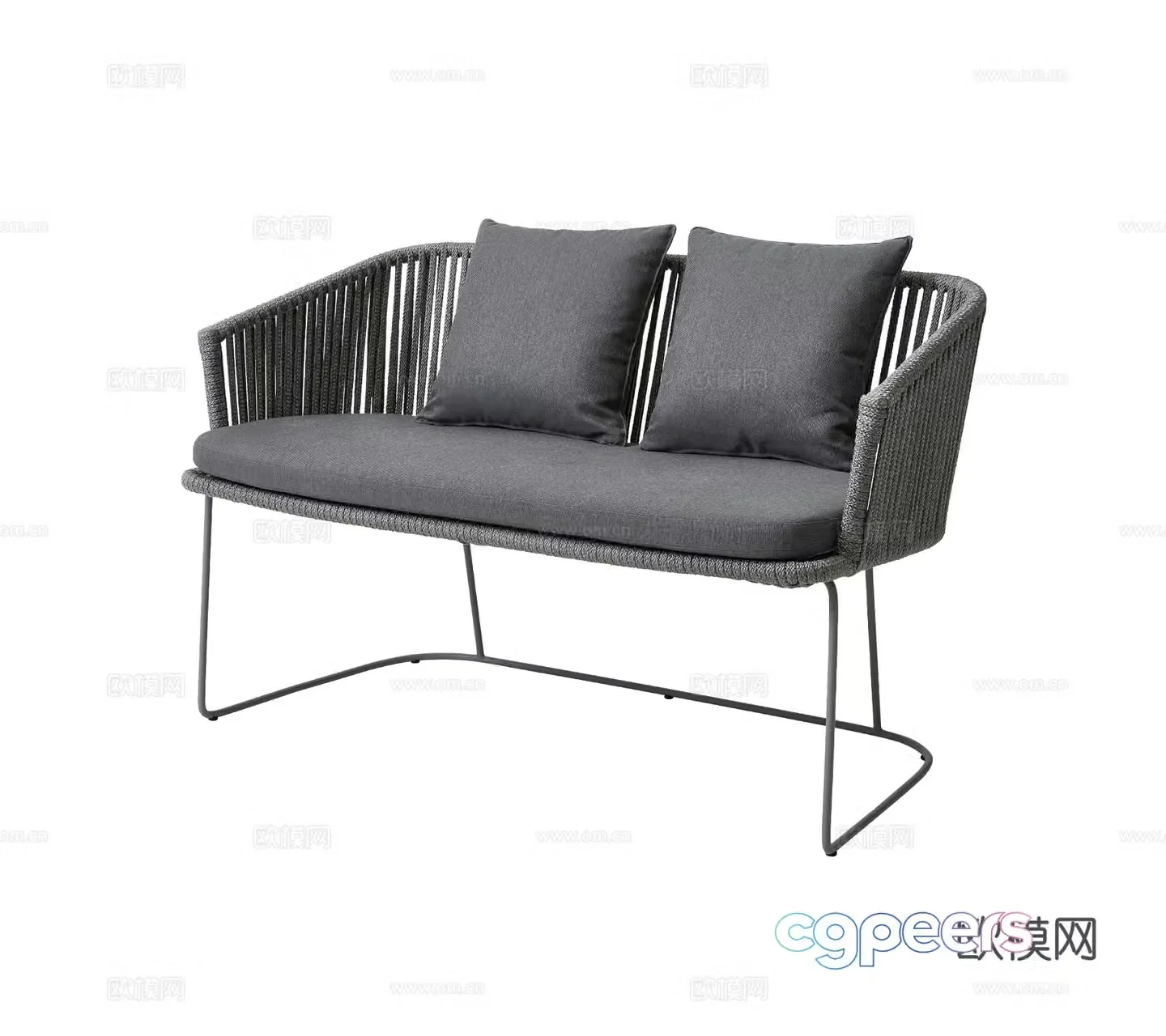 Modern outdoor home decoration workwear double fabric metal leisure chair combination 3D model
