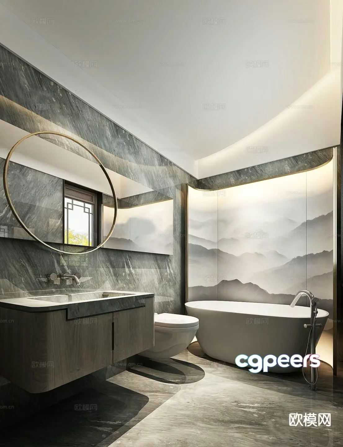 New Chinese style bathroom bathroom 3d model