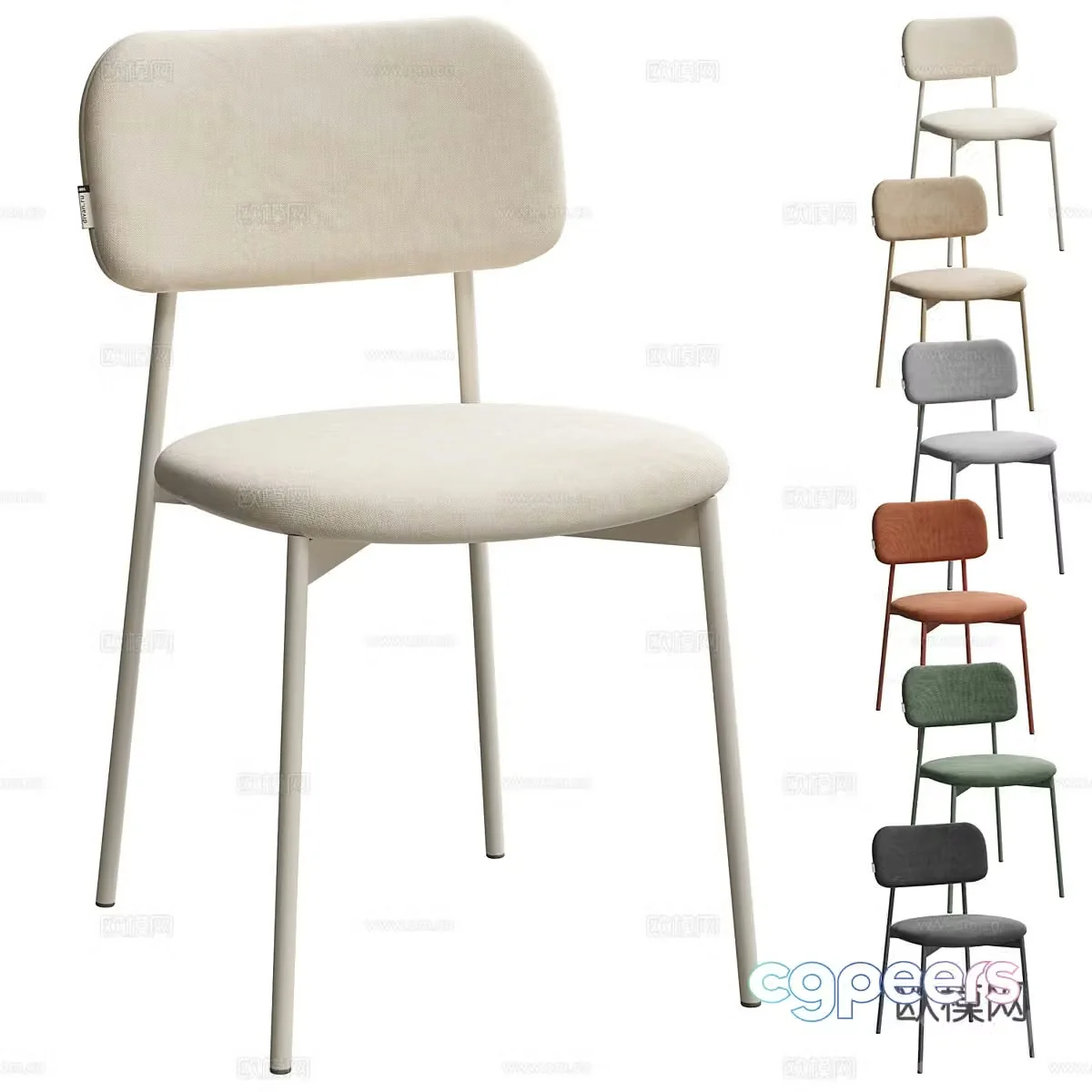 Modern cream style minimalist chair 3d model