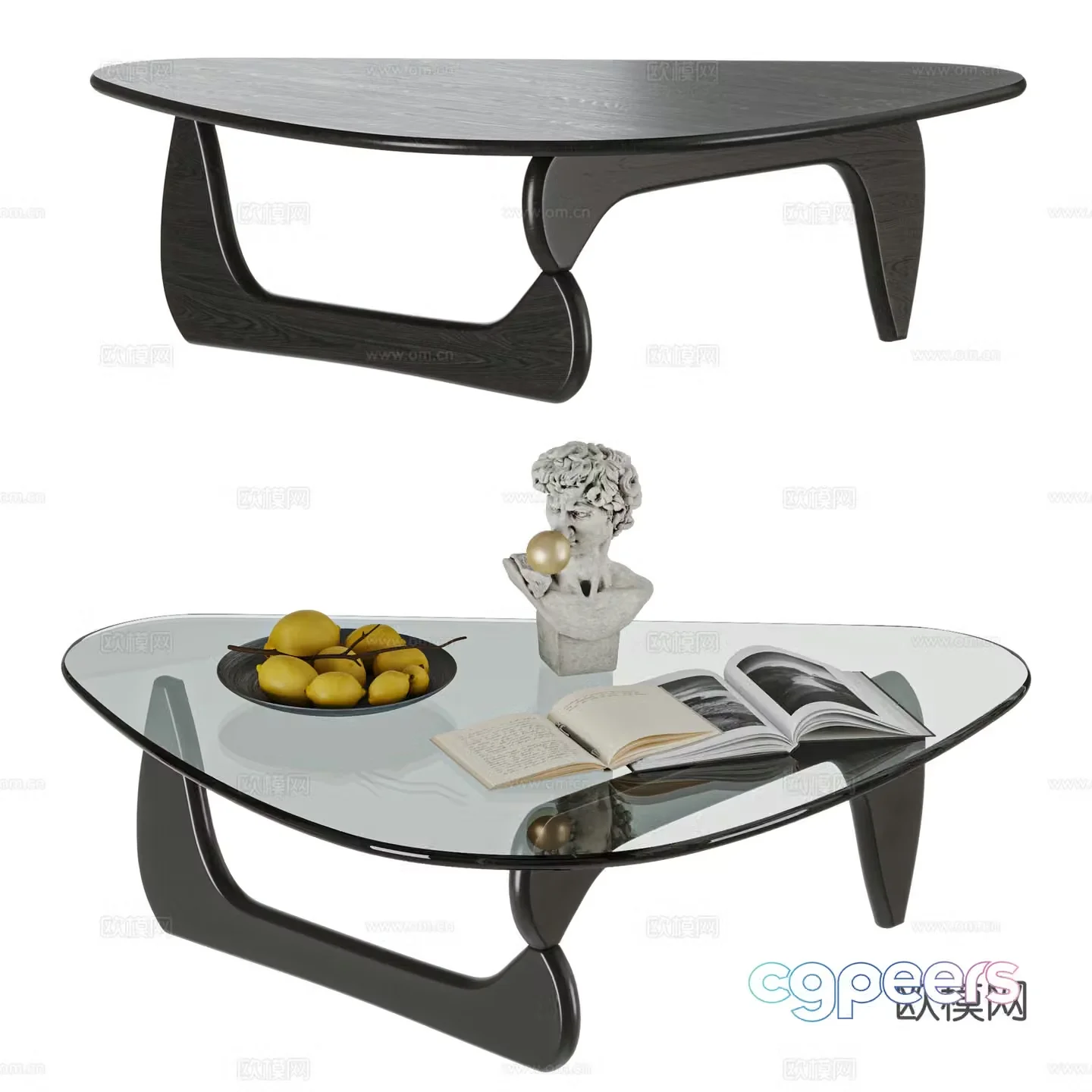 Modern French style medieval style coffee table combination glass coffee table coffee table ornament 3D model