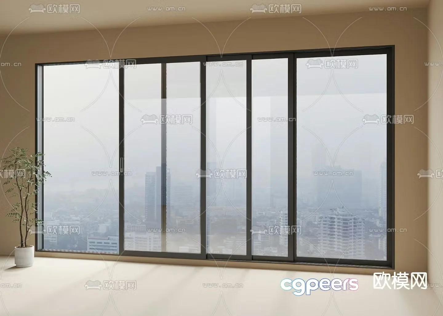 Window sliding window floor-to-ceiling window 3d model