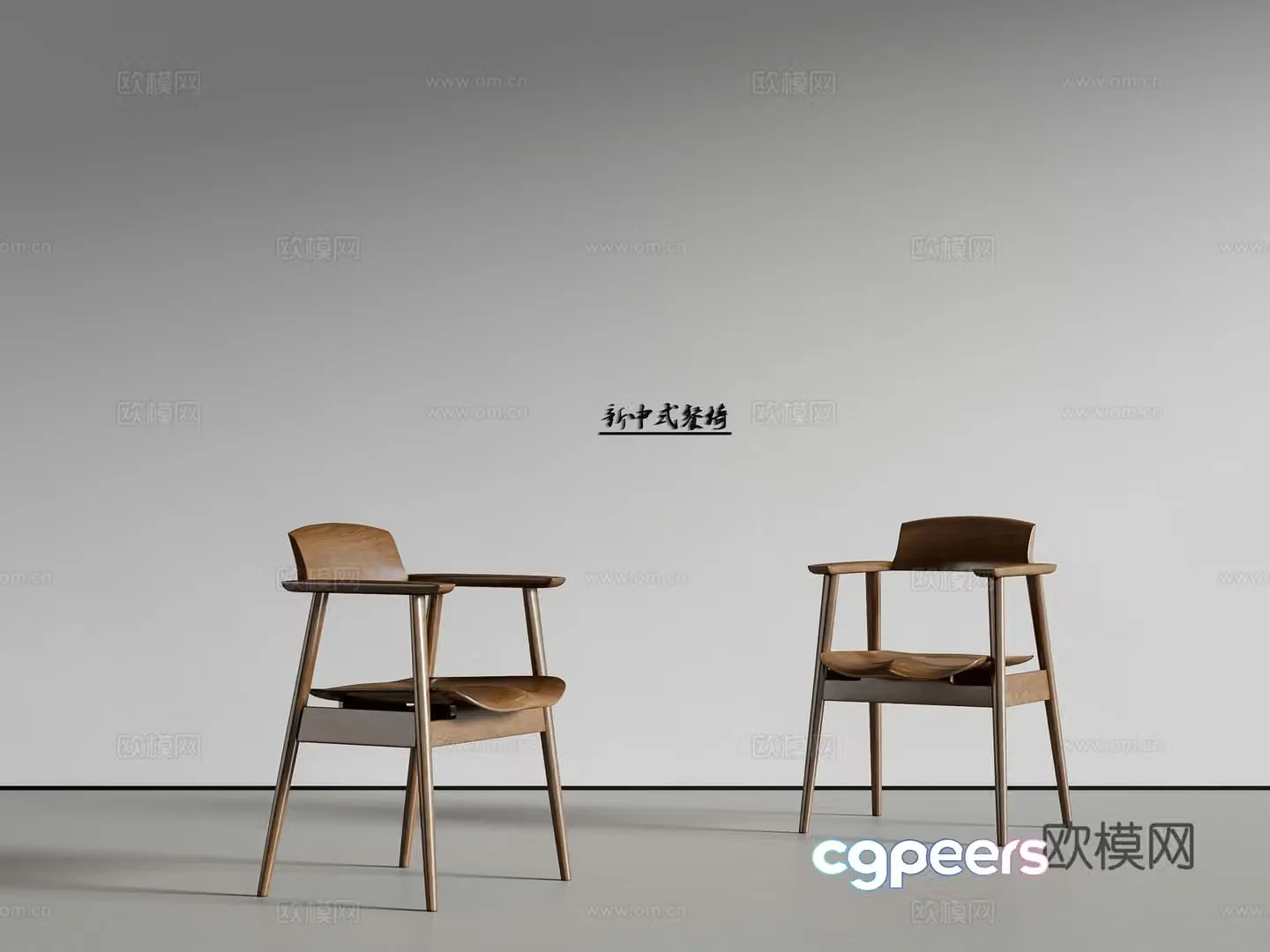 New Chinese Song style dining chair single chair 3D model