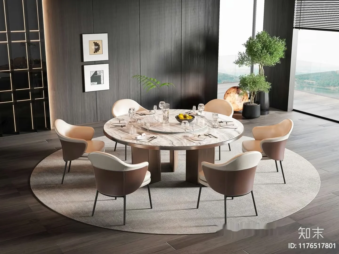 Modern Dining Table 3D Model – 7078 – VRAY Render