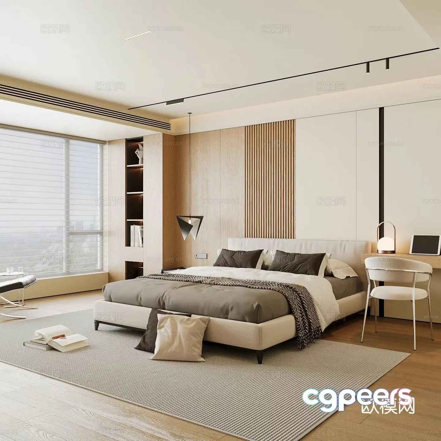 Log-style bedroom master bedroom simple bedroom 3D model