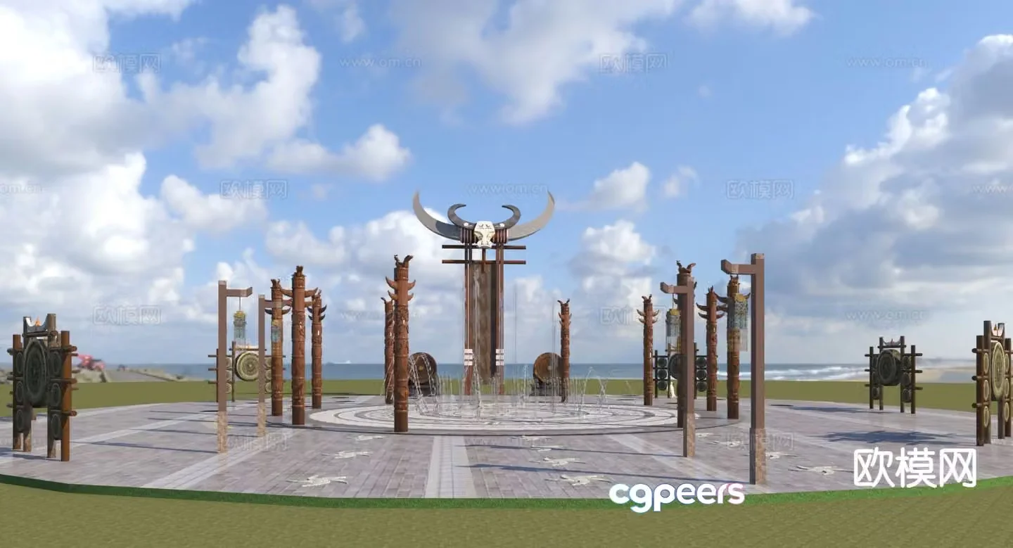 Modern Miao Square 3D model