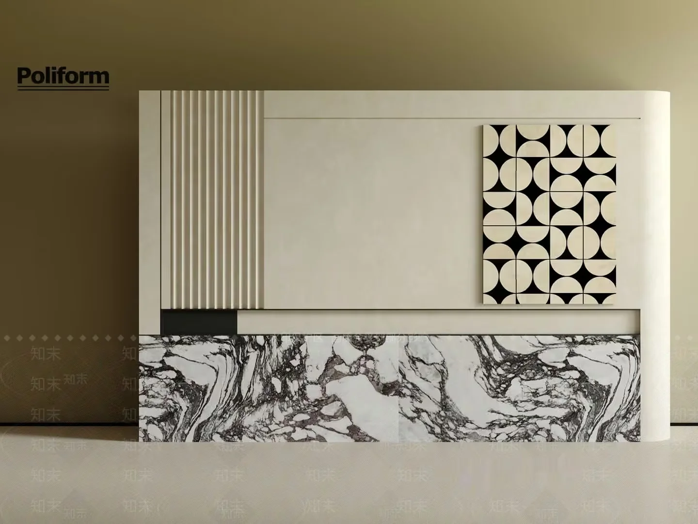 A Beige And White Headboard 3D Model – 11900 – VRAY Render