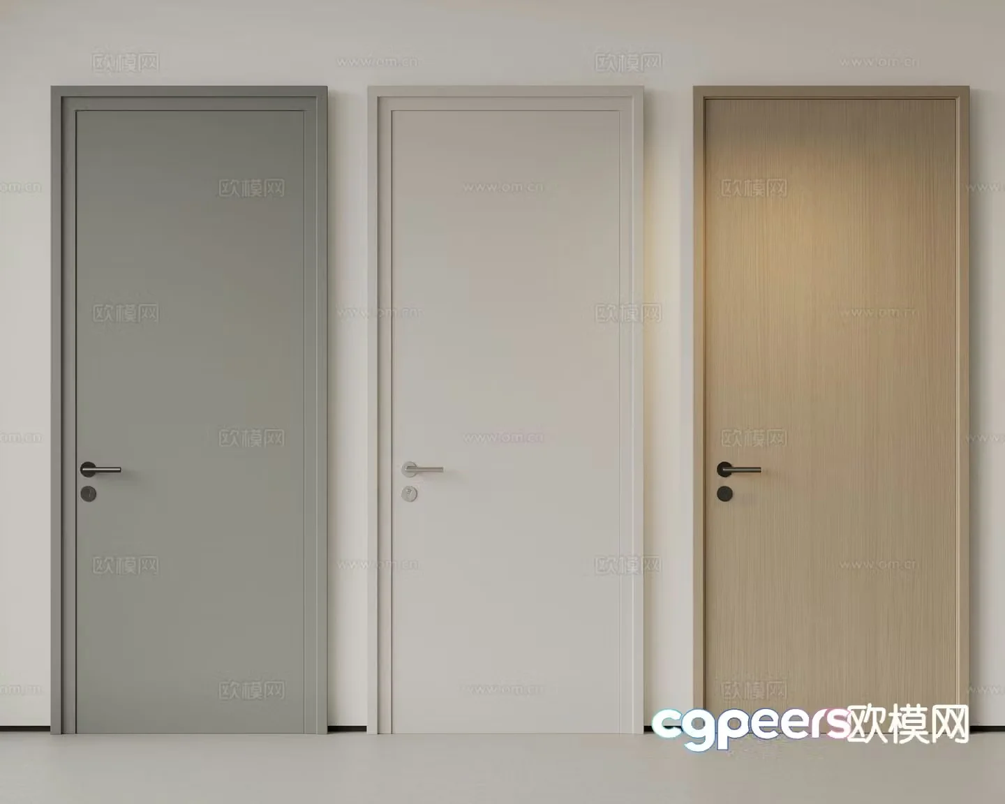 Modern single-open door bedroom door minimalist door room door 3d model