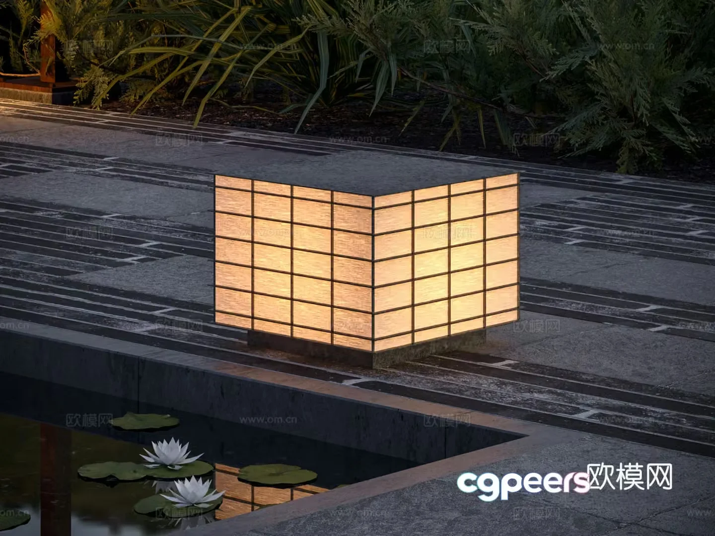 New Chinese style courtyard lights Landscape lights Outdoor lights Lawn lights Garden sketch 3D model