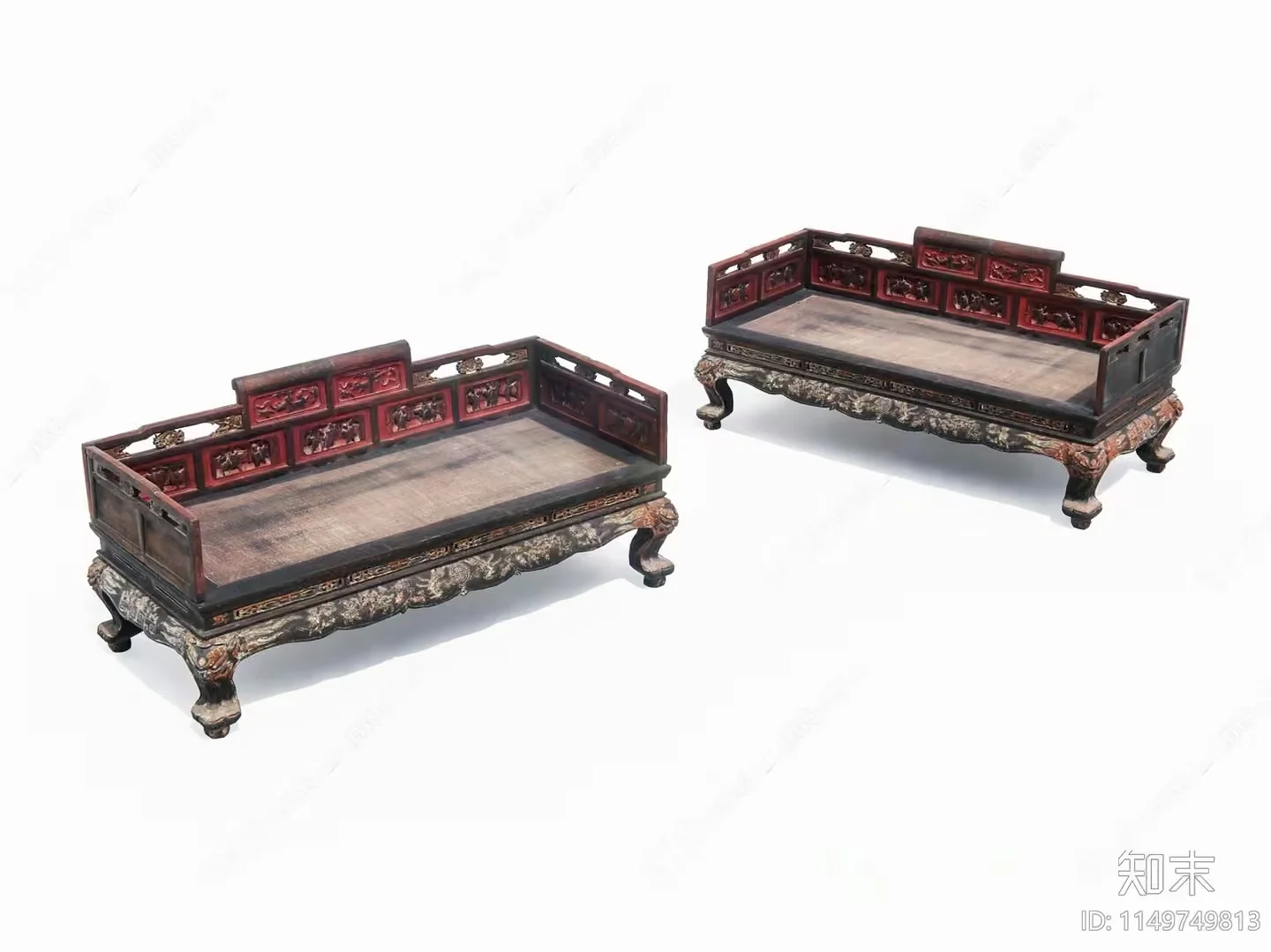 Two Antique Wooden Tables With Ornate Carvings 3D Model – 15465 – VRAY Render