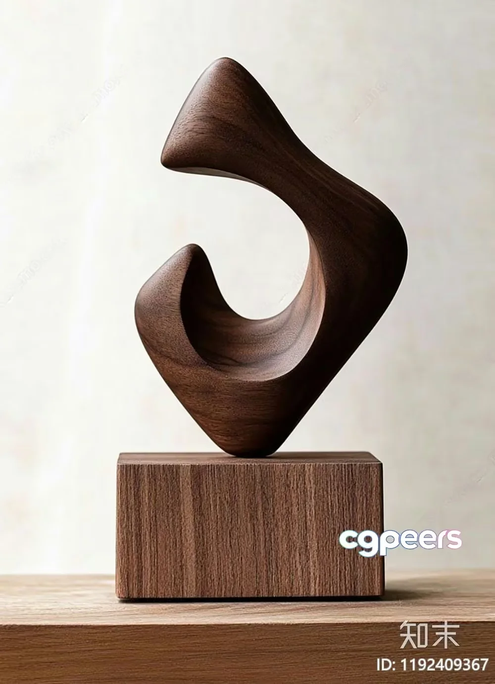A Wooden Sculpture On A Wooden Block 3D Model – 23103 – VRAY Render