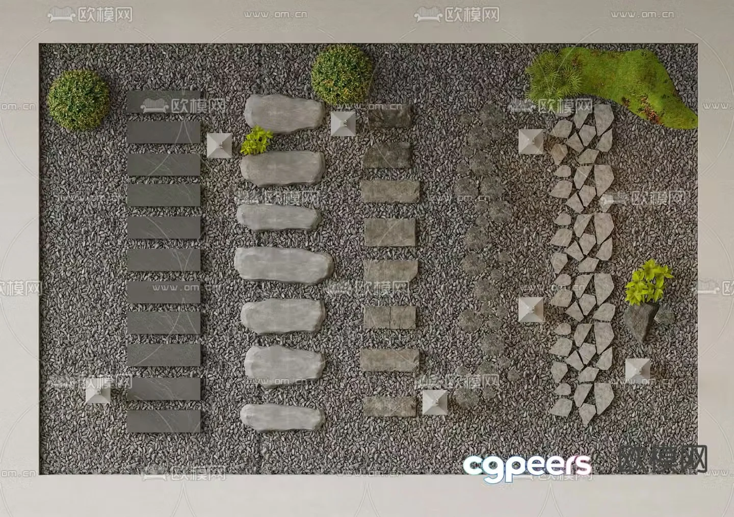 Modern landscape paving garden paving 3D model