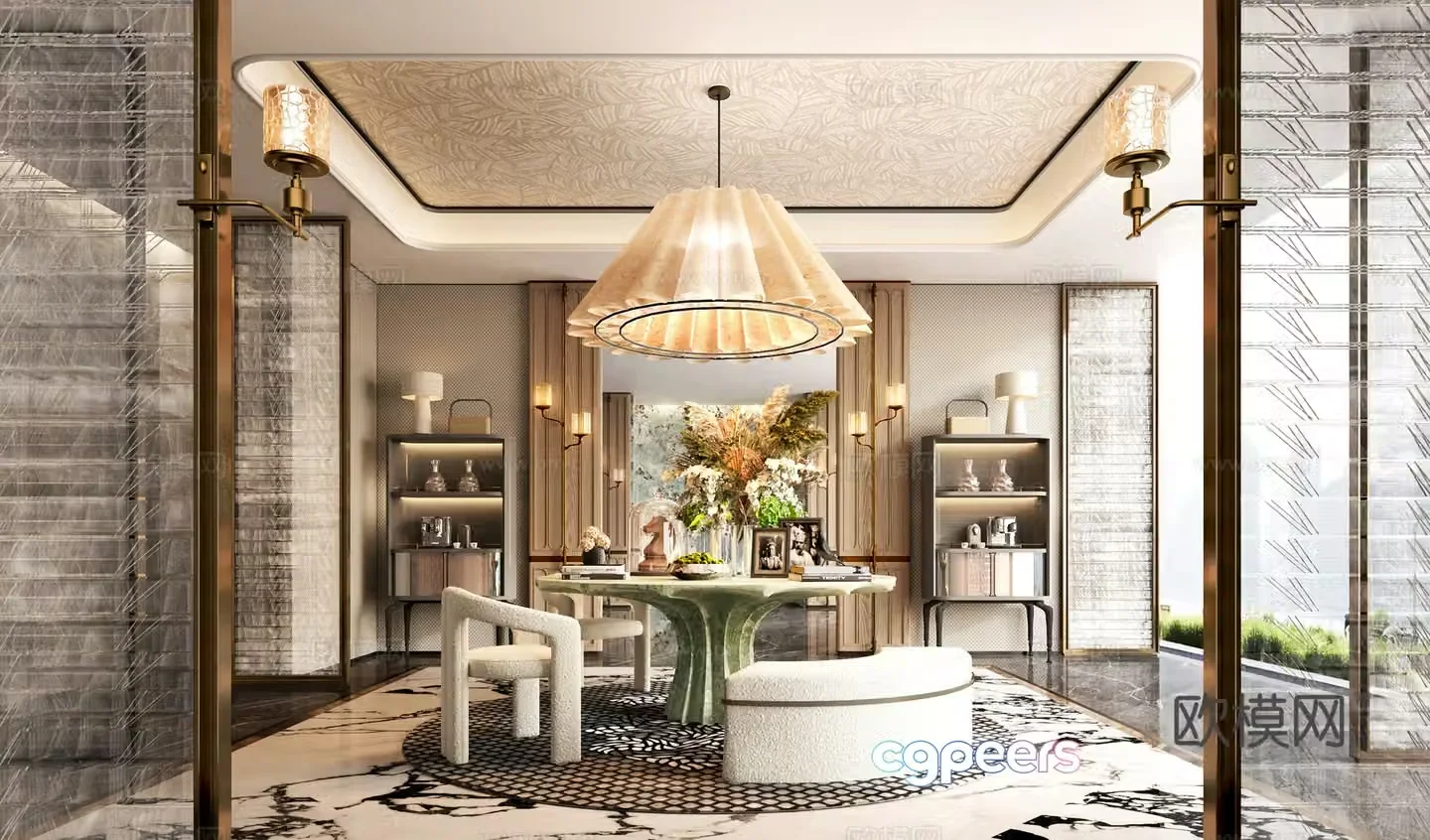 Modern hotel lobby 3D model