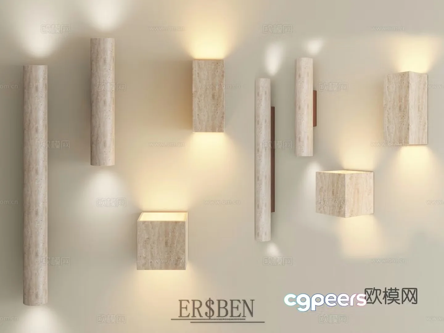 Outdoor wall lights waterproof long strip lights garden villa courtyard balcony terrace simple Japanese decorative wall lamps 3D model
