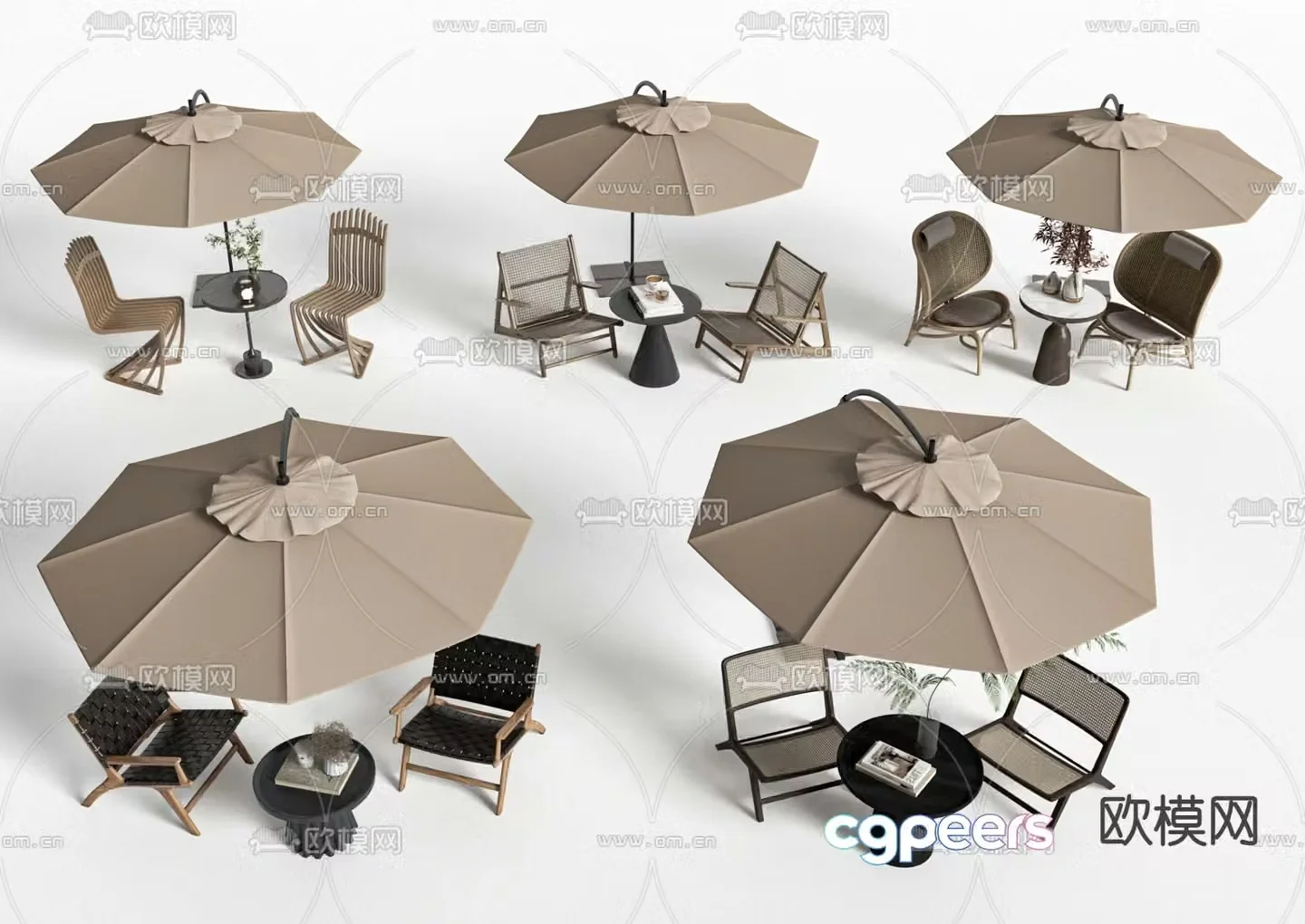 Wabi-sabi style leisure chair outdoor table and chair 3d model
