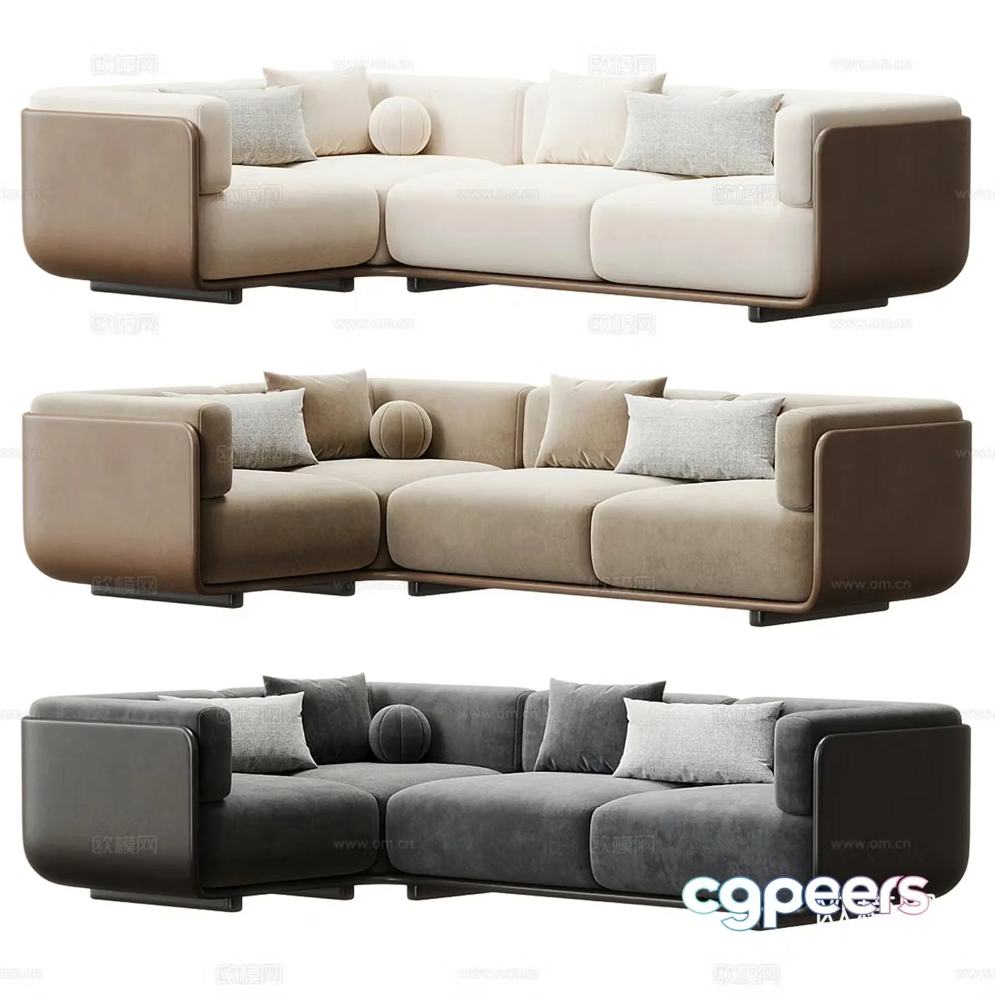 Modern multiplayer corner sofa 3d model