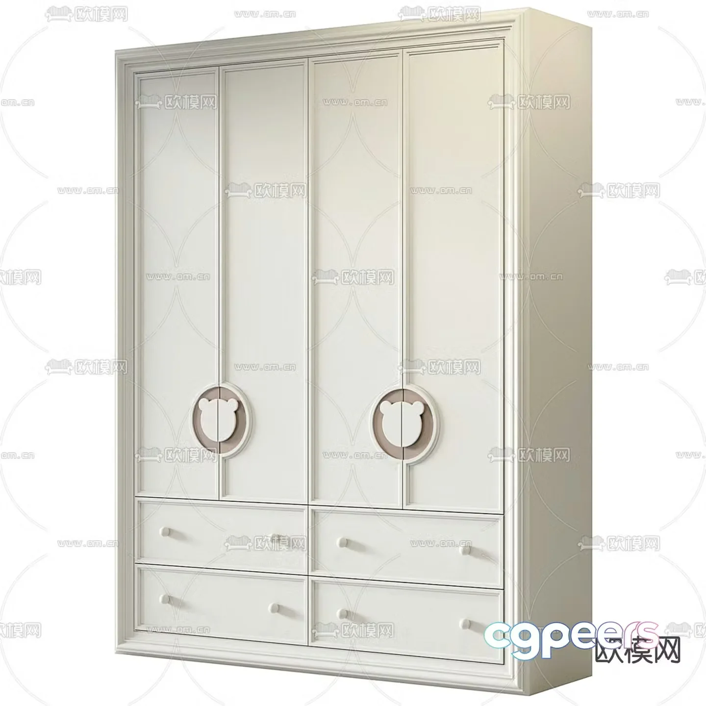Modern wardrobe children’s solid wood wardrobe 3d model